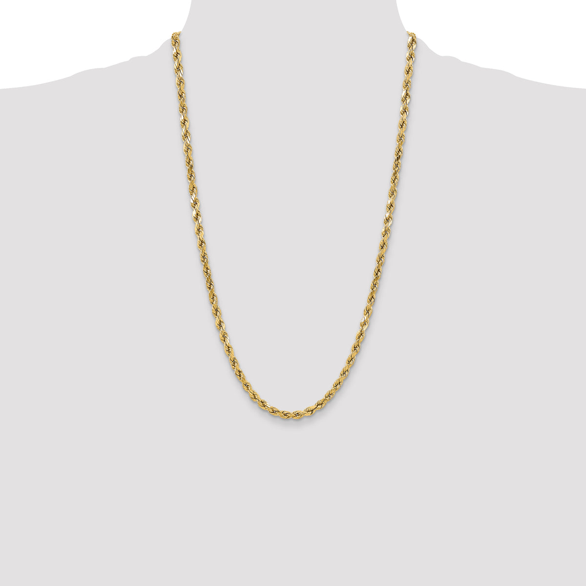 Gold (10K & 14K) Semi-Solid Diamond-Cut Rope Chain - 10k Yellow Gold / 26 in / 5.5 mm