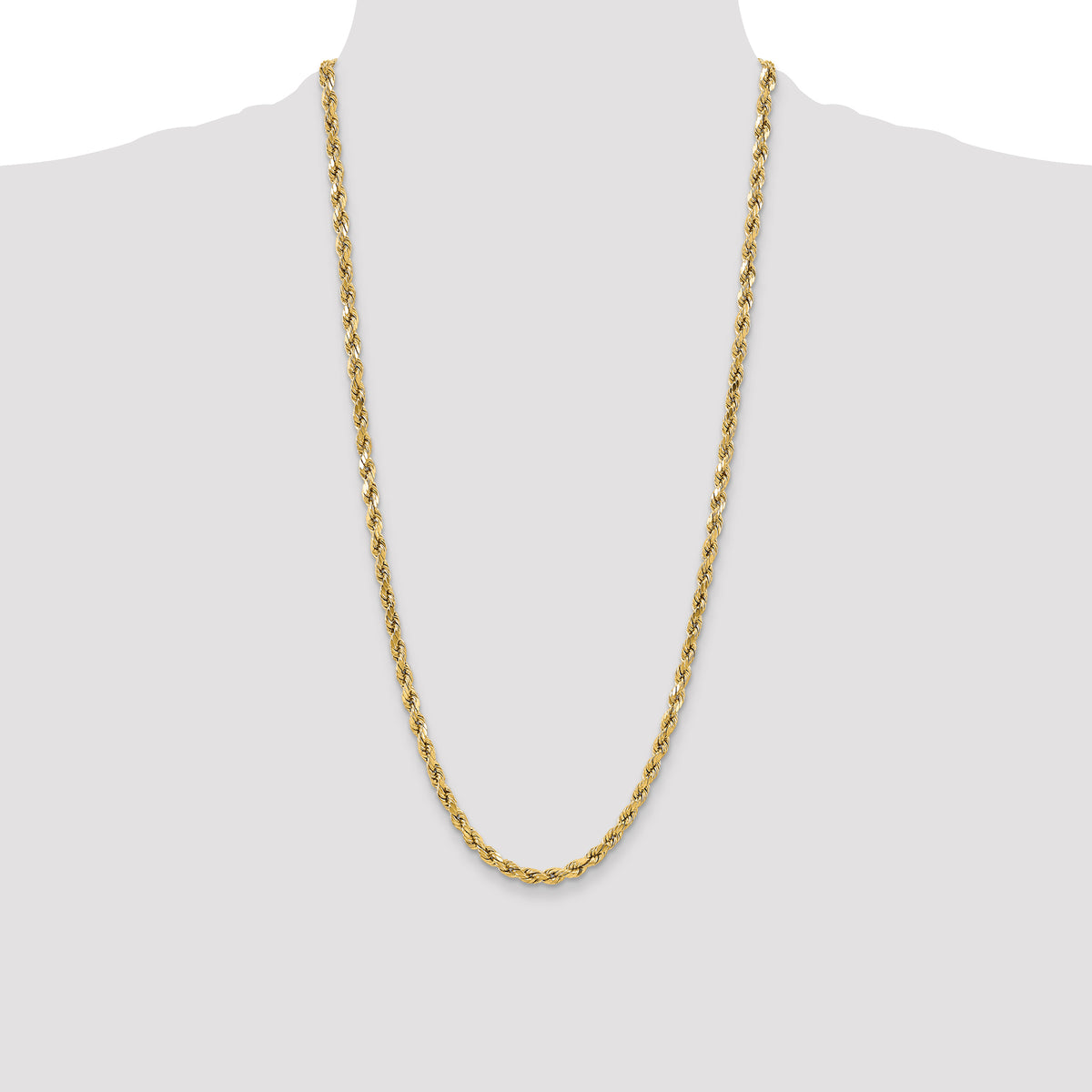Gold (10K & 14K) Semi-Solid Diamond-Cut Rope Chain - 10k Yellow Gold / 28 in / 5.5 mm