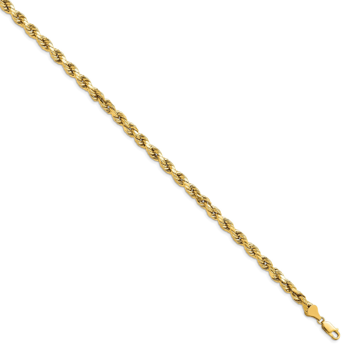 Gold (10K & 14K) Semi-Solid Diamond-Cut Rope Chain Bracelet - 10k Yellow Gold / 8 in / 5.5 mm