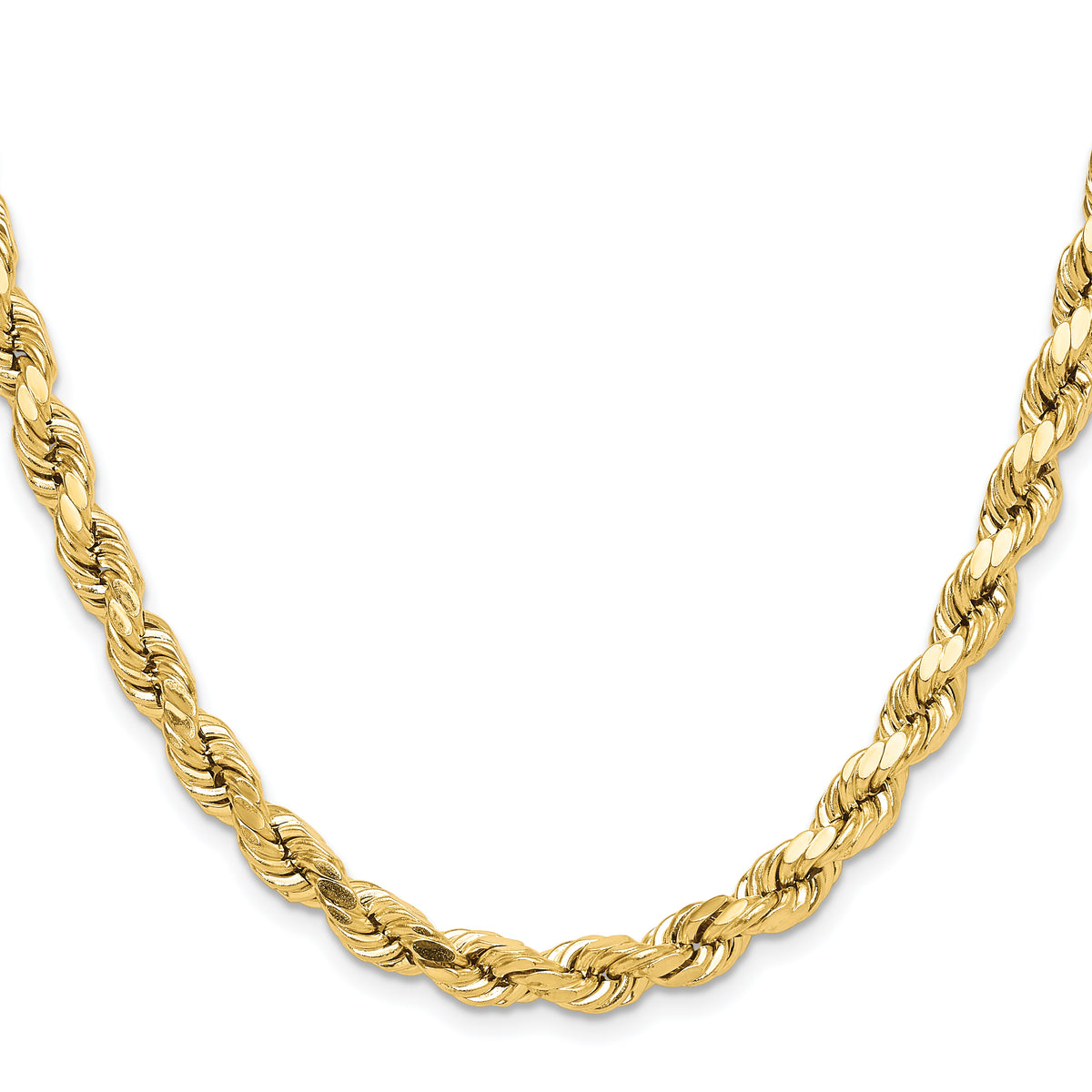 Gold (10K & 14K) Semi-Solid Diamond-Cut Rope Chain - 10k Yellow Gold / 20 in / 6.5 mm