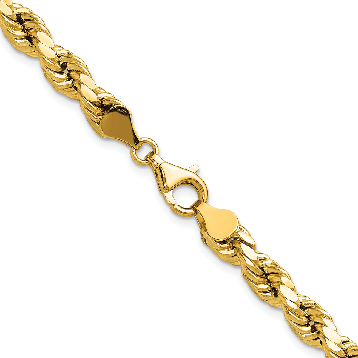 Gold (10K & 14K) Semi-Solid Diamond-Cut Rope Chain - 10k Yellow Gold / 20 in / 6.5 mm