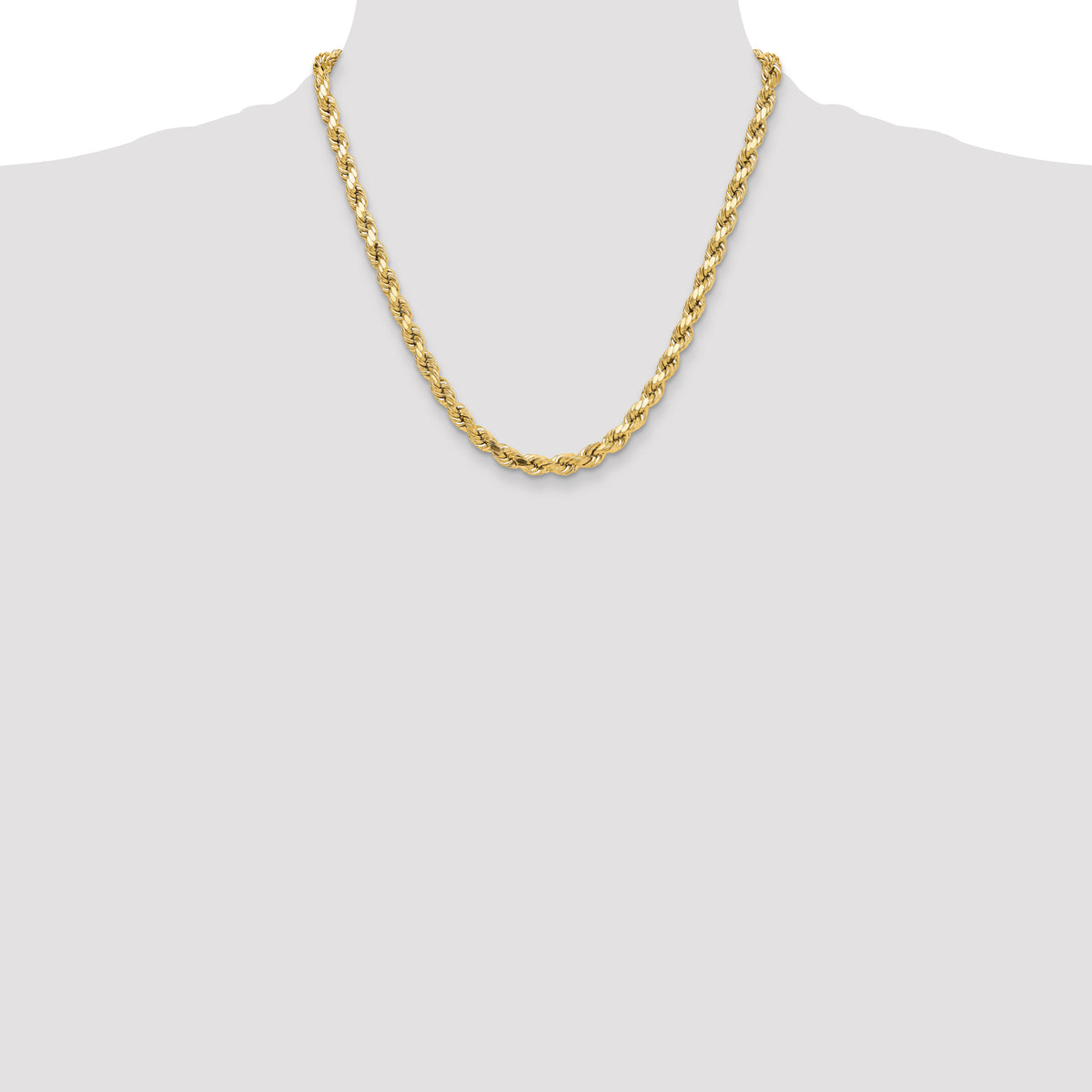 Gold (10K & 14K) Semi-Solid Diamond-Cut Rope Chain - 10k Yellow Gold / 20 in / 6.5 mm