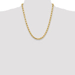 Gold (10K & 14K) Semi-Solid Diamond-Cut Rope Chain - 10k Yellow Gold / 22 in / 6.5 mm