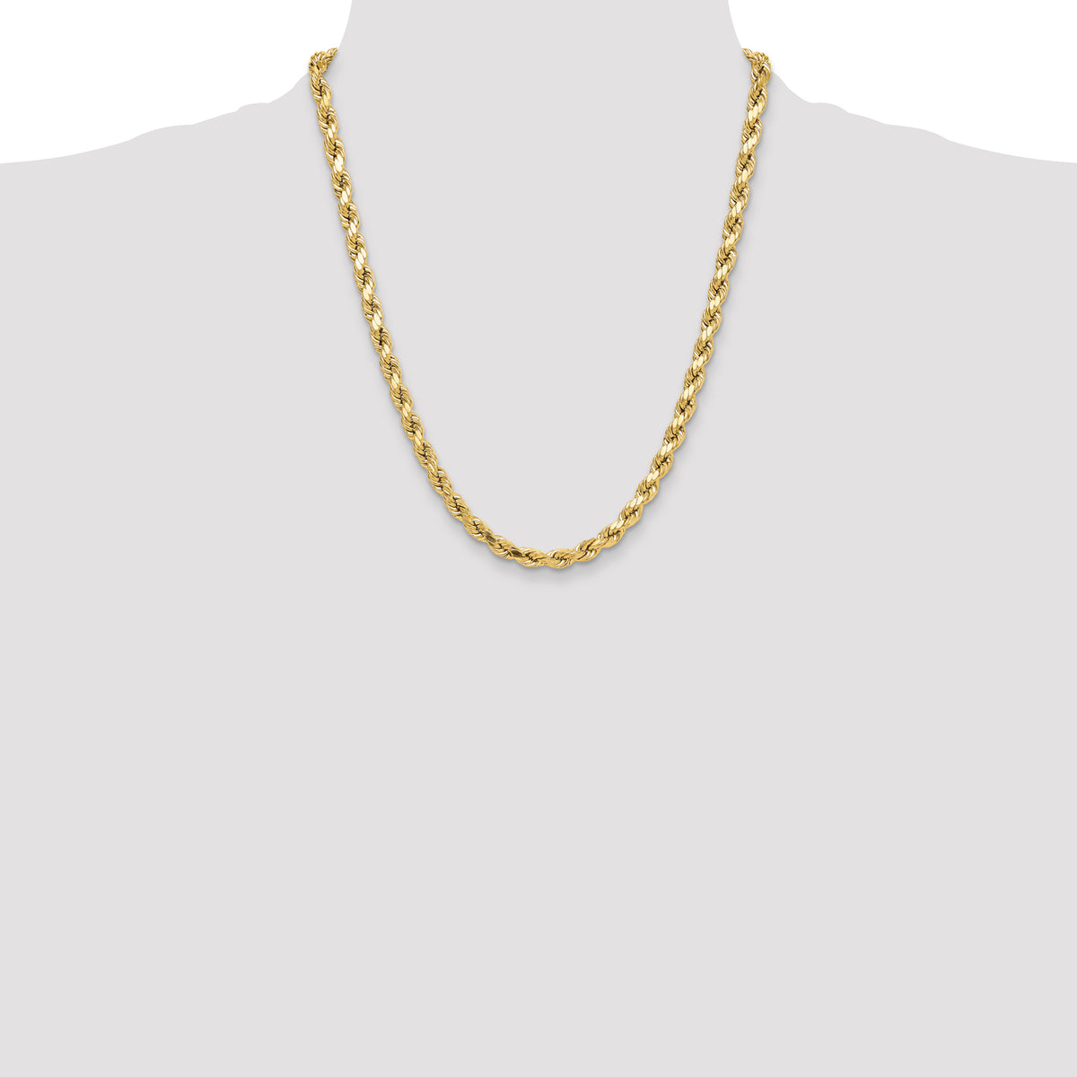 Gold (10K & 14K) Semi-Solid Diamond-Cut Rope Chain - 10k Yellow Gold / 22 in / 6.5 mm