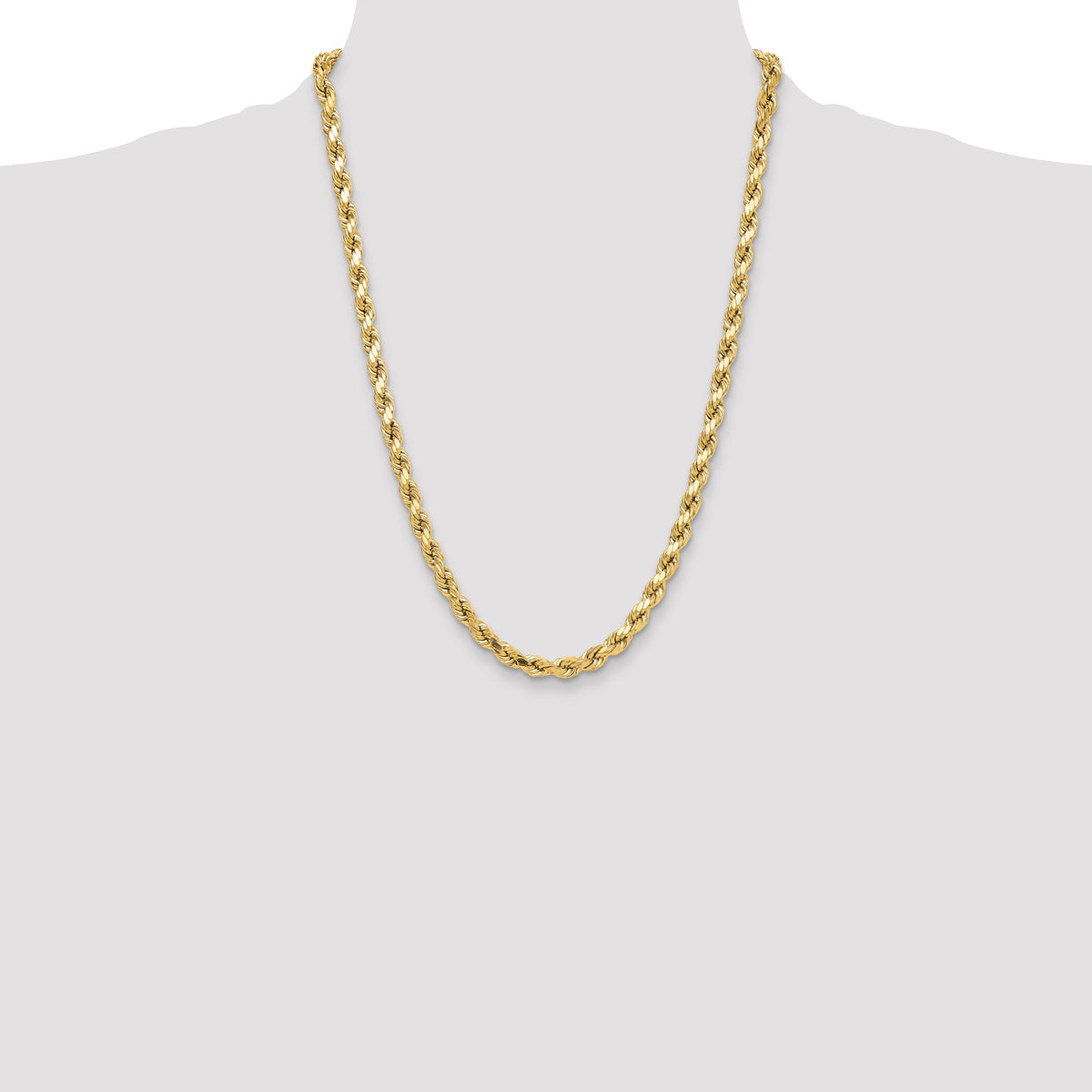 Gold (10K & 14K) Semi-Solid Diamond-Cut Rope Chain - 10k Yellow Gold / 24 in / 6.5 mm