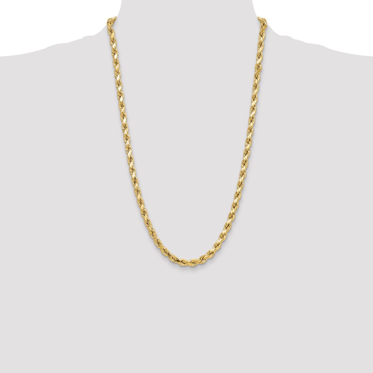 Gold (10K & 14K) Semi-Solid Diamond-Cut Rope Chain - 10k Yellow Gold / 26 in / 6.5 mm
