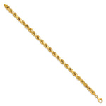 Gold (10K & 14K) Semi-Solid Diamond-Cut Rope Chain Bracelet - 10k Yellow Gold / 8 in / 6.5 mm