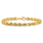 Gold (10K & 14K) Semi-Solid Diamond-Cut Rope Chain Bracelet - 10k Yellow Gold / 8 in / 6.5 mm