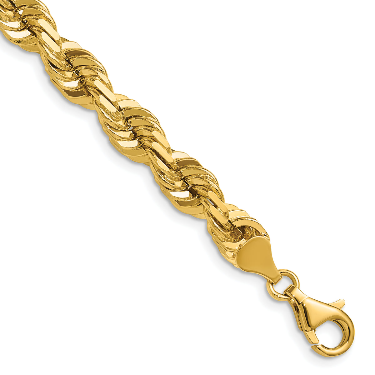 Gold (10K & 14K) Semi-Solid Diamond-Cut Rope Chain - 10k Yellow Gold / 20 in / 6.5 mm