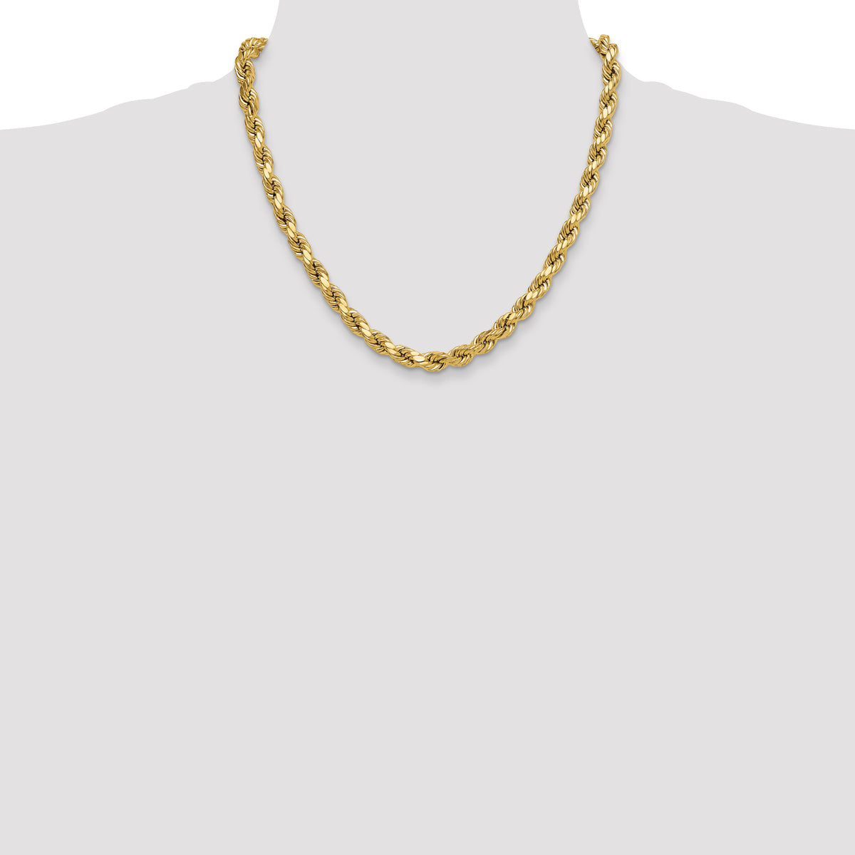 Gold (10K & 14K) Semi-Solid Diamond-Cut Rope Chain - 10k Yellow Gold / 20 in / 8 mm