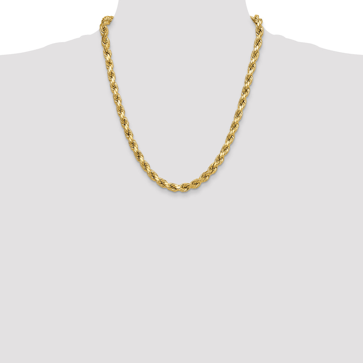 Gold (10K & 14K) Semi-Solid Diamond-Cut Rope Chain - 10k Yellow Gold / 22 in / 8 mm