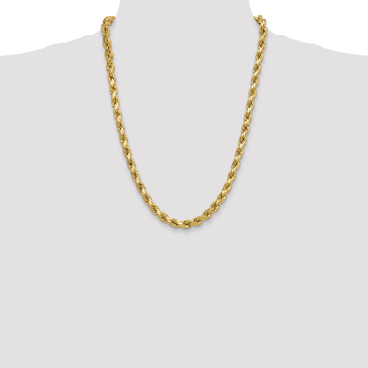 Gold (10K & 14K) Semi-Solid Diamond-Cut Rope Chain - 10k Yellow Gold / 24 in / 8 mm