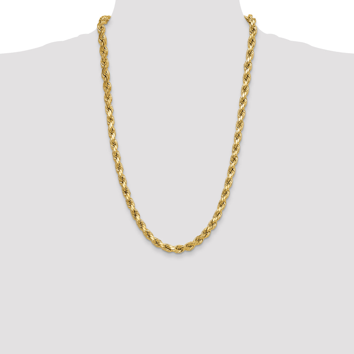 Gold (10K & 14K) Semi-Solid Diamond-Cut Rope Chain - 10k Yellow Gold / 26 in / 8 mm