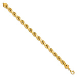 Gold (10K & 14K) Semi-Solid Diamond-Cut Rope Chain Bracelet - 10k Yellow Gold / 9 in / 8 mm