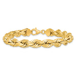 Gold (10K & 14K) Semi-Solid Diamond-Cut Rope Chain Bracelet - 10k Yellow Gold / 9 in / 8 mm