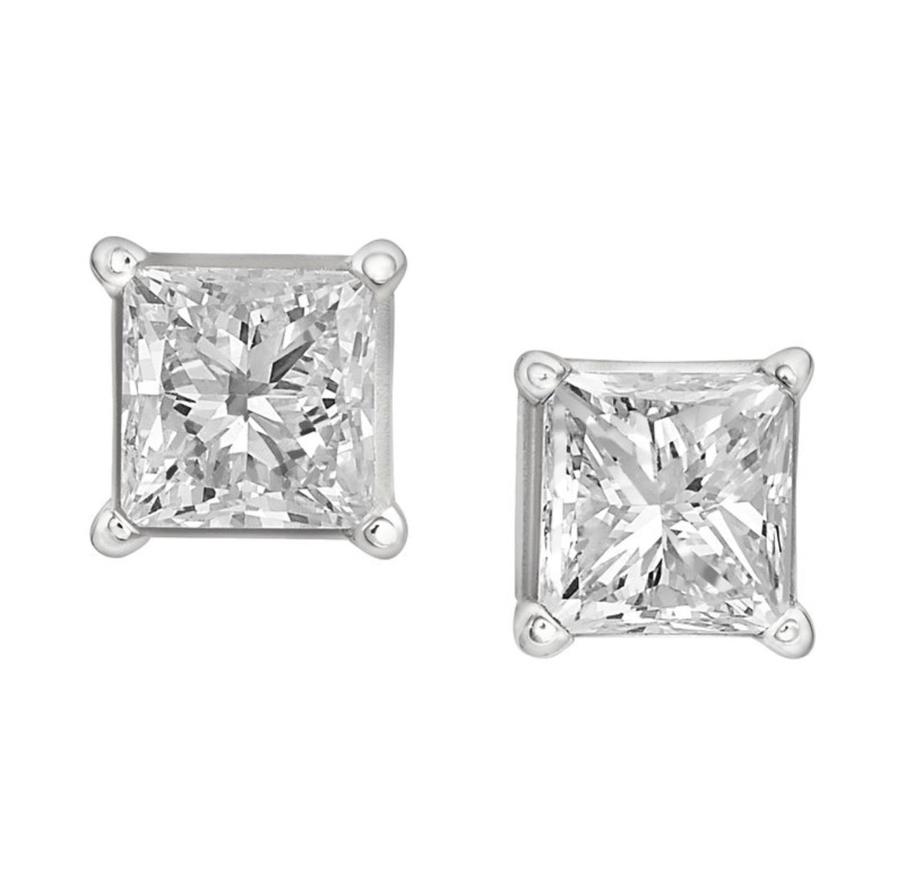 1/4 Ctw 14Kt White Gold Lab Grown Princess Solitaire Stud