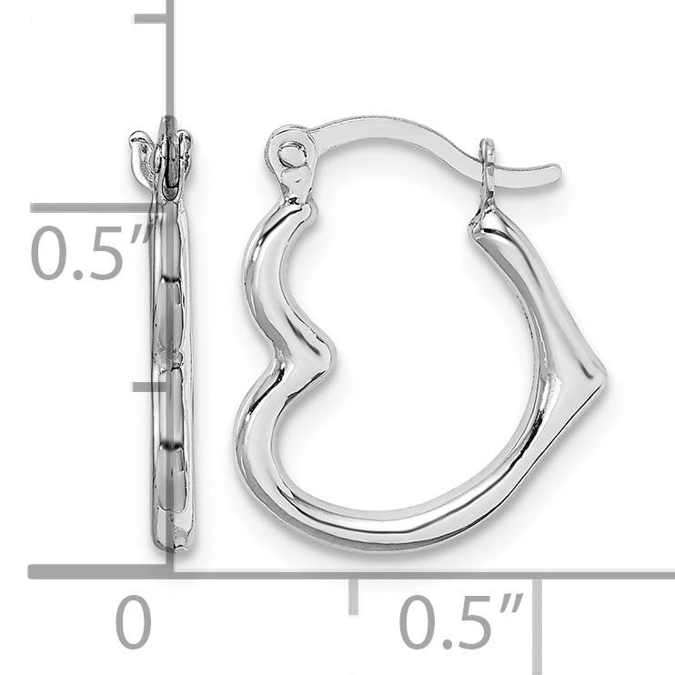 Gold Heart Shaped Hoop Earrings - 10k White Gold / 13 x 16 mm