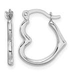 Gold Heart Shaped Hoop Earrings - 10k White Gold / 13 x 16 mm