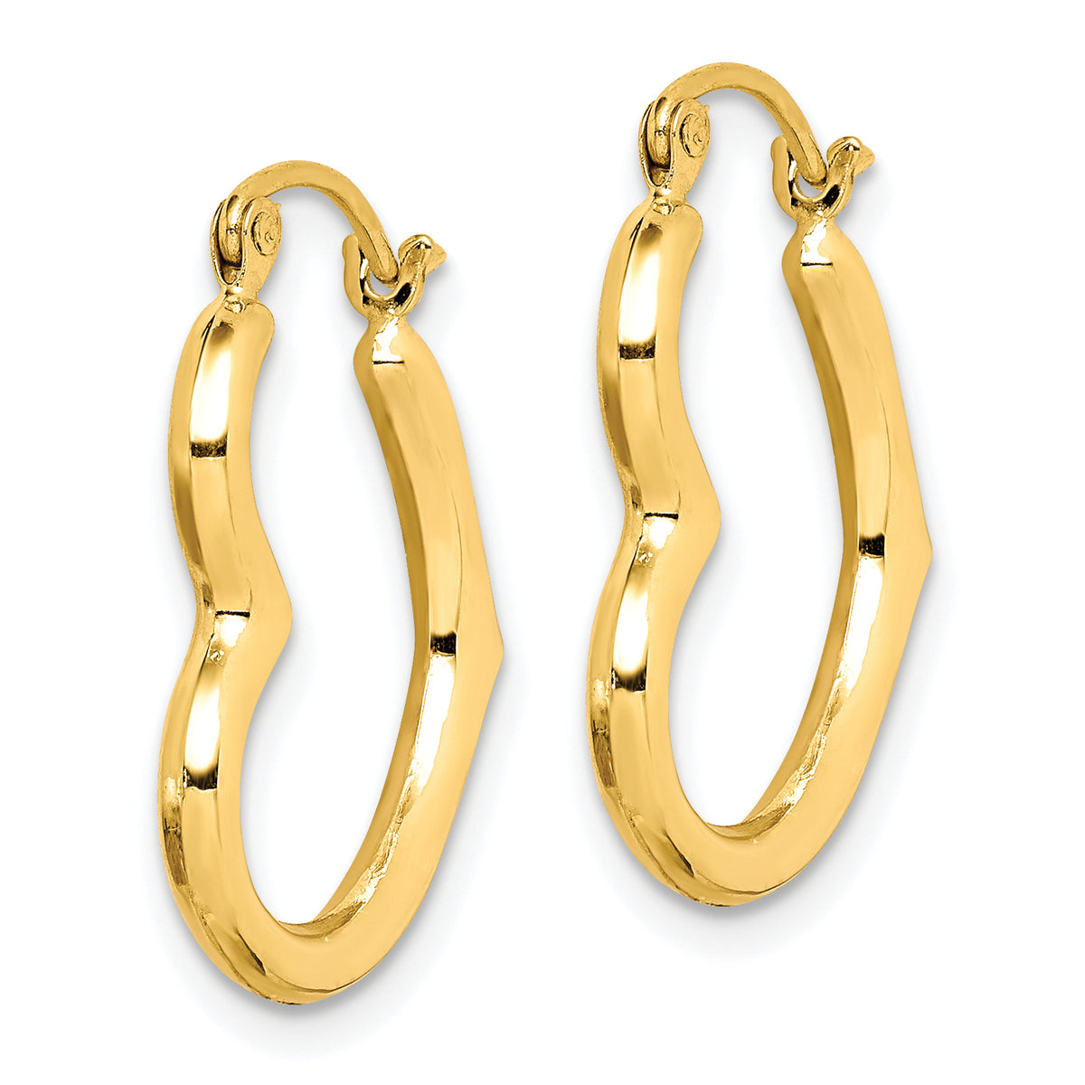 Gold Heart Shaped Hoop Earrings - 10k Yellow Gold / 19 x 22 mm