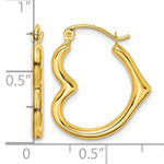 Gold Heart Shaped Hoop Earrings - 10k Yellow Gold / 19 x 22 mm