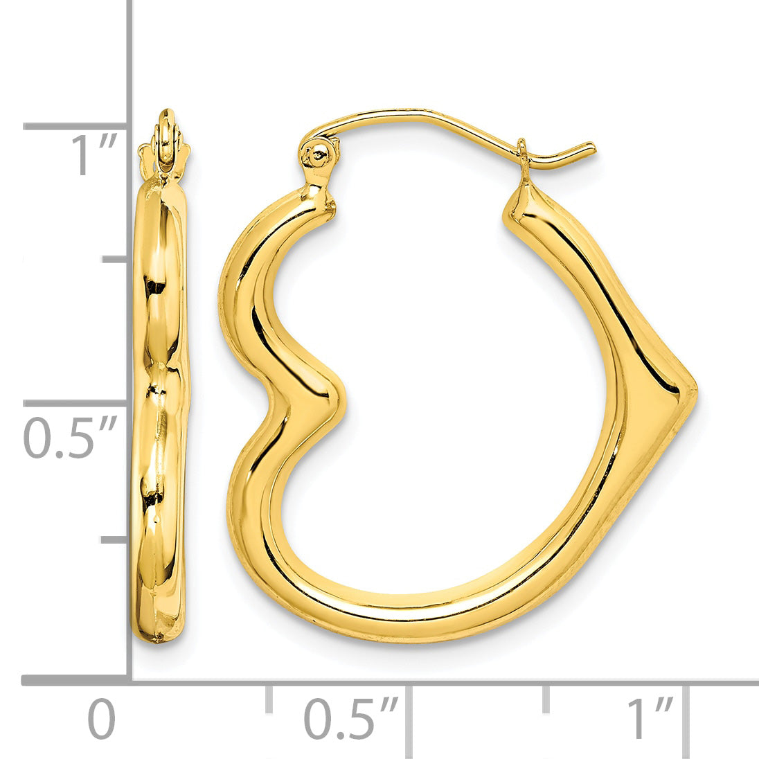 Gold Heart Shaped Hoop Earrings - 10k Yellow Gold / 23 x 26 mm