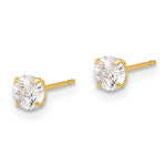 Gold CZ Stud Earrings - 10k Yellow Gold / 4 mm
