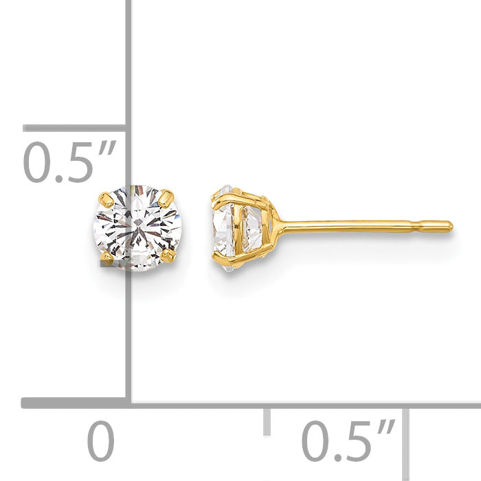 Gold CZ Stud Earrings - 10k Yellow Gold / 4 mm