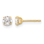 Gold CZ Stud Earrings - 10k Yellow Gold / 4 mm