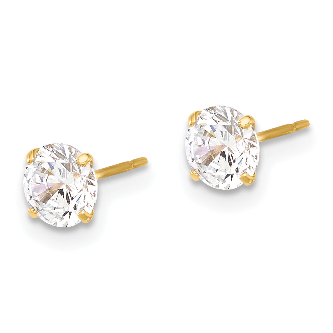 Gold CZ Stud Earrings - 10k Yellow Gold / 5 mm