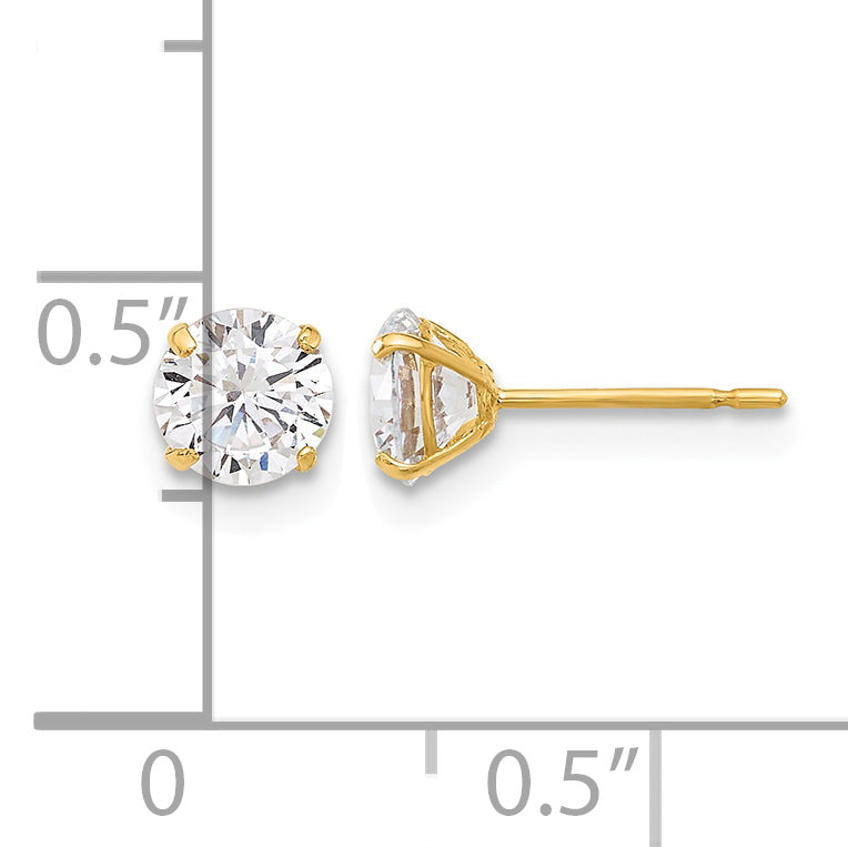 Gold CZ Stud Earrings - 10k Yellow Gold / 5 mm