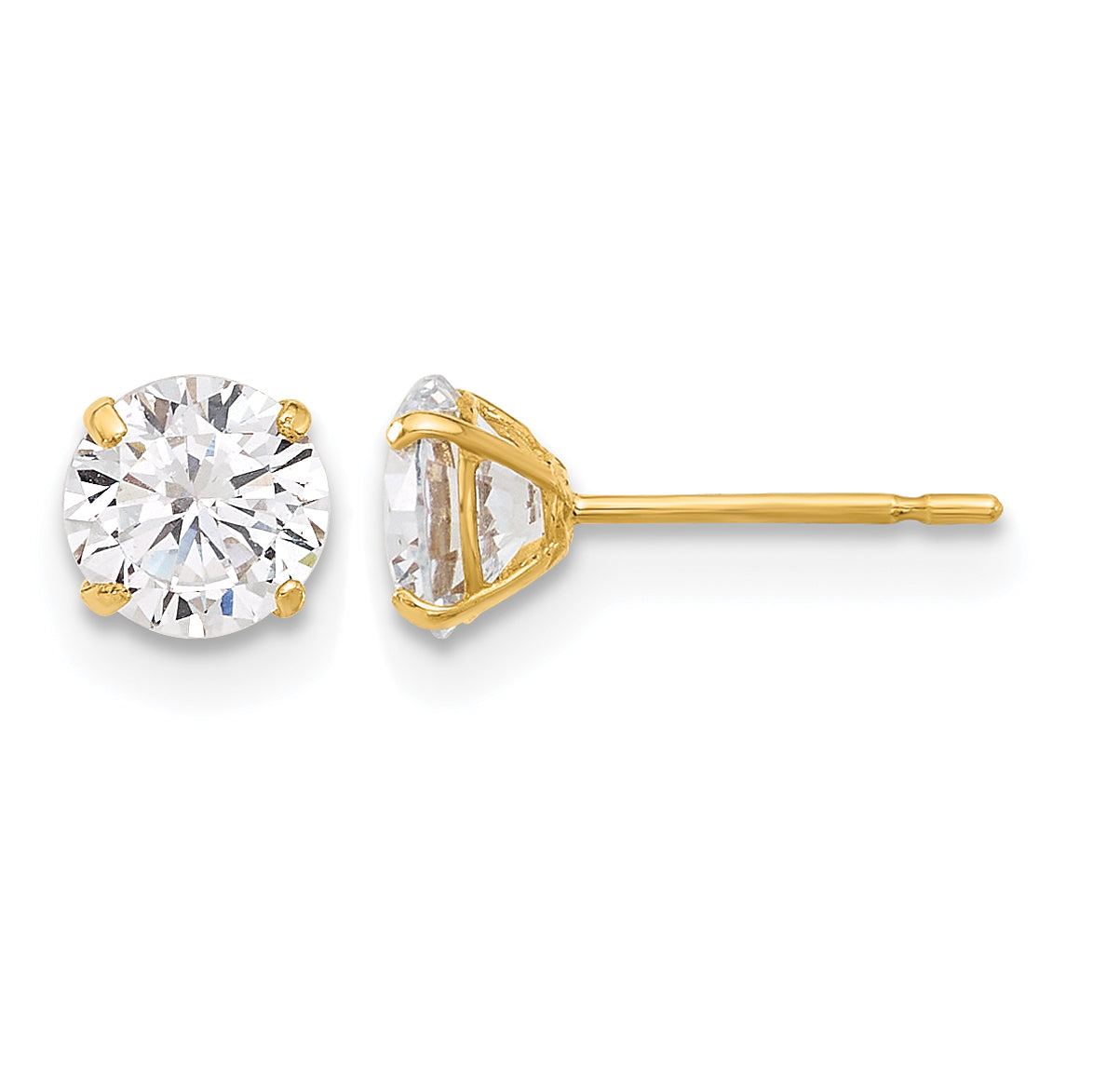 Gold CZ Stud Earrings - 10k Yellow Gold / 5 mm