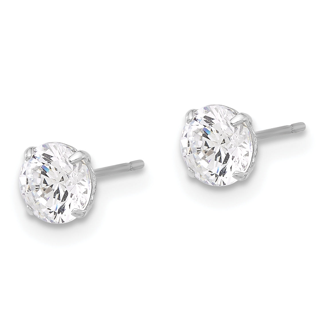 Gold CZ Stud Earrings - 10k White Gold / 5 mm