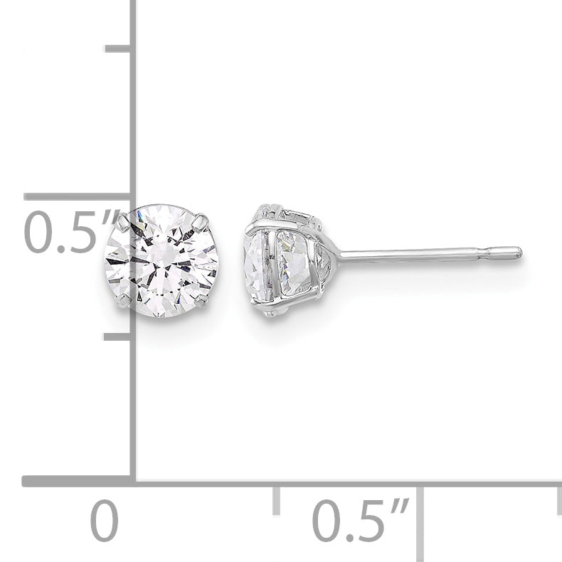 Gold CZ Stud Earrings - 10k White Gold / 5 mm