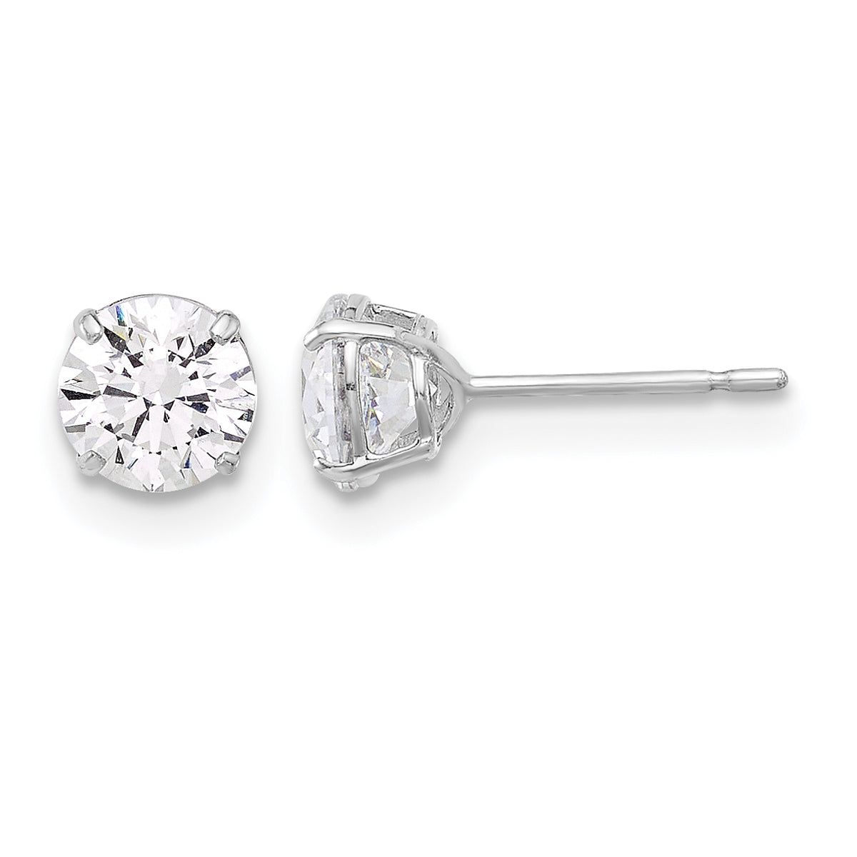 Gold CZ Stud Earrings - 10k White Gold / 5 mm#10k White Gold_5 mm