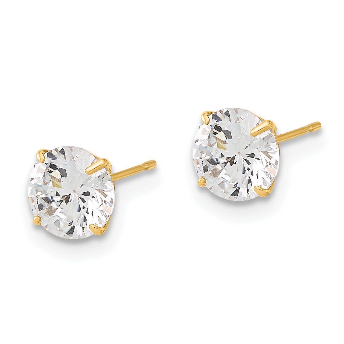 Gold CZ Stud Earrings - 10k Yellow Gold / 6 mm