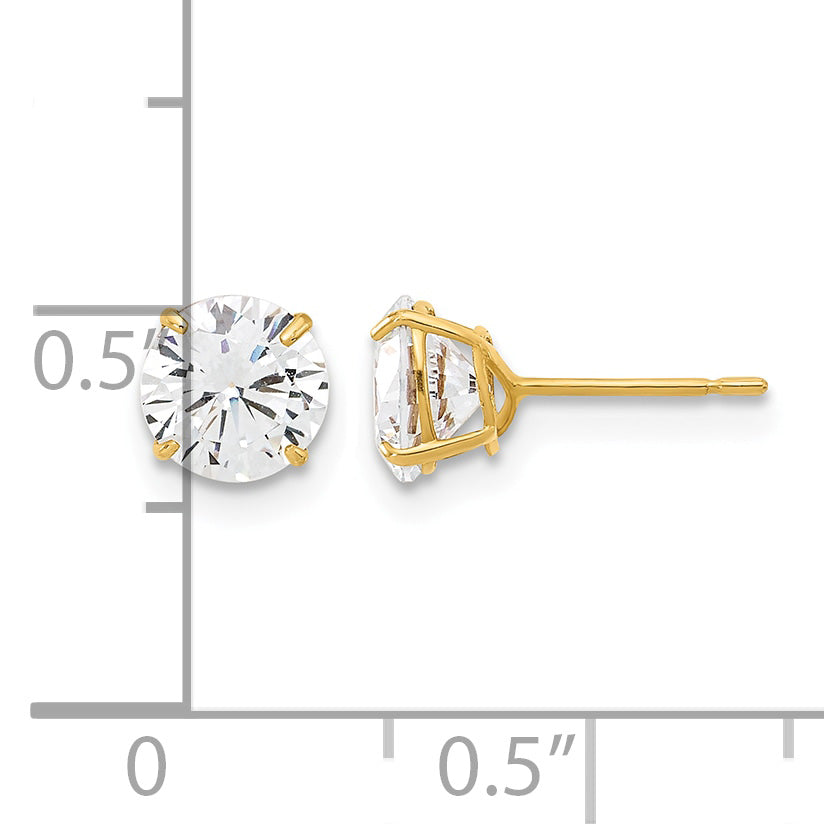 Gold CZ Stud Earrings - 10k Yellow Gold / 6 mm