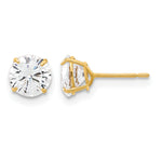 Gold CZ Stud Earrings - 10k Yellow Gold / 6 mm