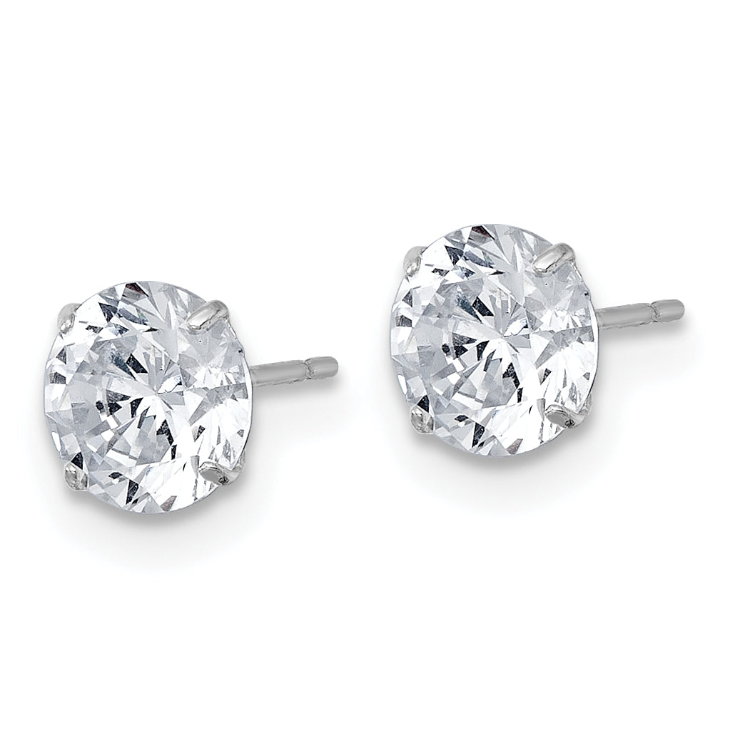Gold CZ Stud Earrings - 10k White Gold / 6 mm