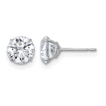 Gold CZ Stud Earrings - 10k White Gold / 6 mm