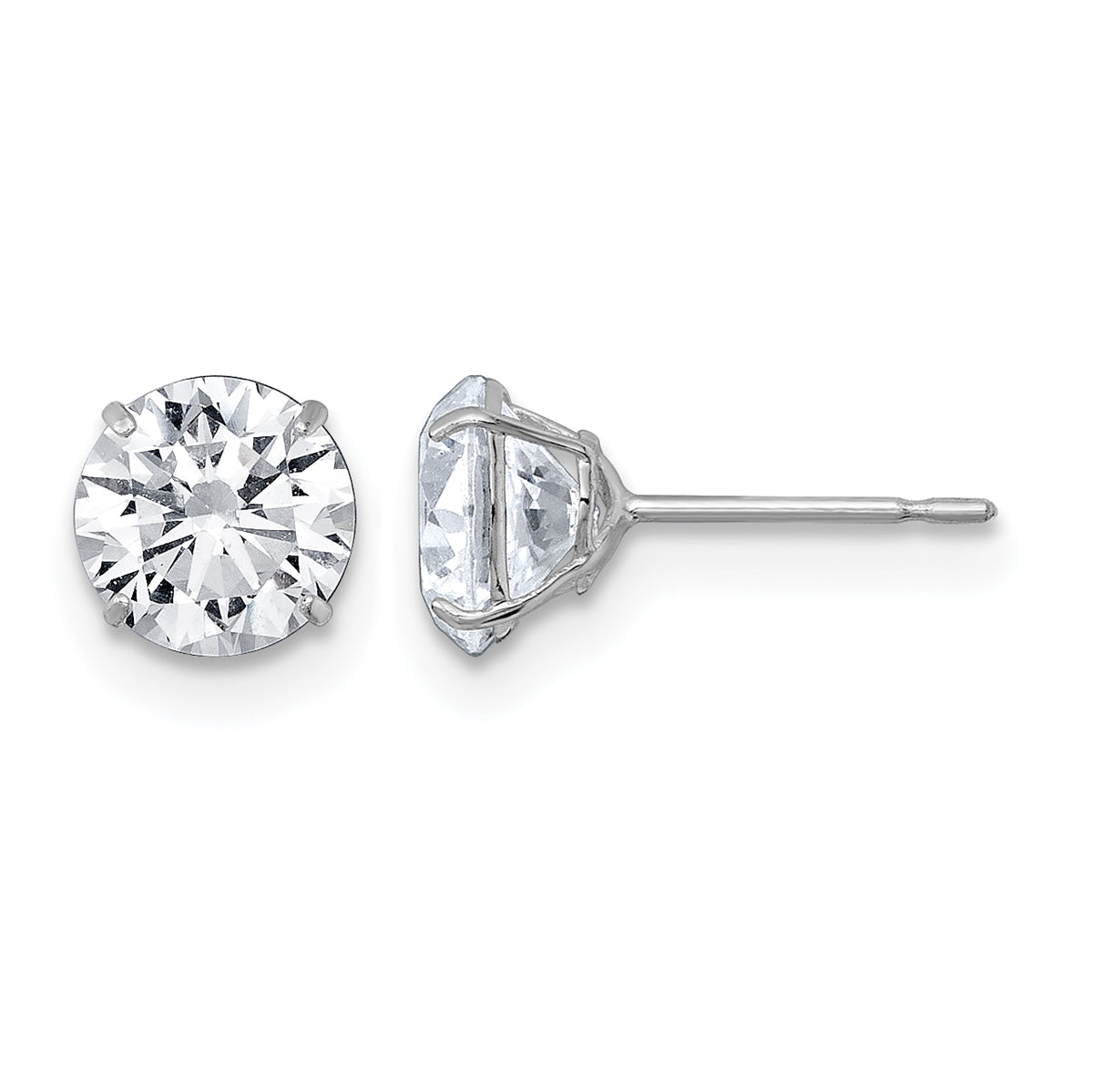Gold CZ Stud Earrings - 10k White Gold / 6 mm