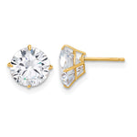 Gold CZ Stud Earrings - 10k Yellow Gold / 8 mm
