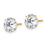 Gold CZ Stud Earrings - 10k Yellow Gold / 7 mm