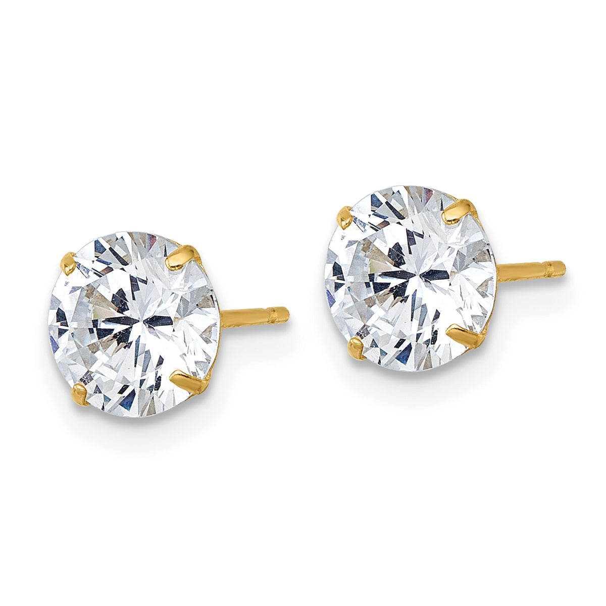 Gold CZ Stud Earrings - 10k Yellow Gold / 7 mm