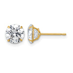 Gold CZ Stud Earrings - 10k Yellow Gold / 7 mm