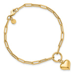 Gold Polished Heart Bracelet - 10k Yellow Gold