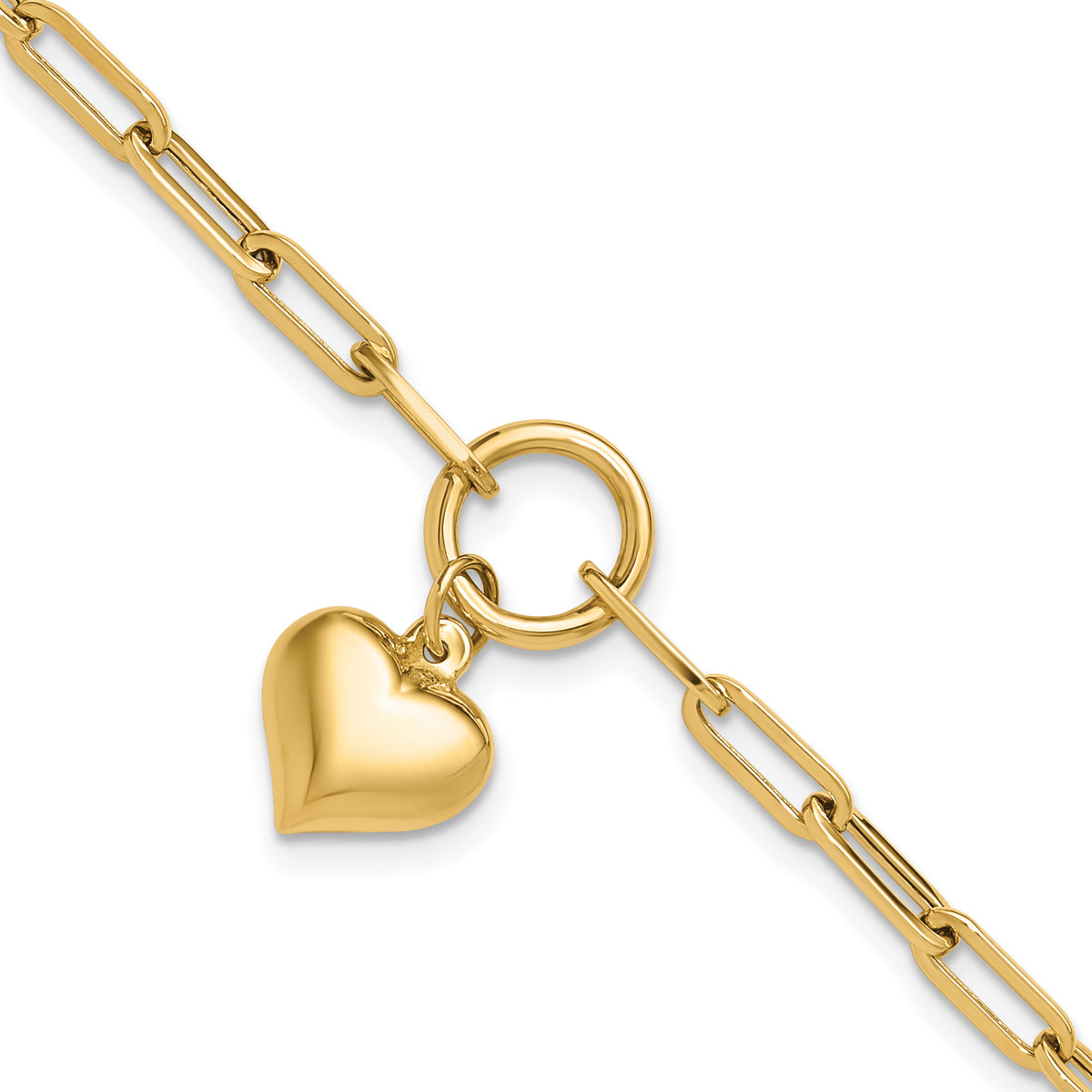 Gold Polished Heart Bracelet - 10k Yellow Gold