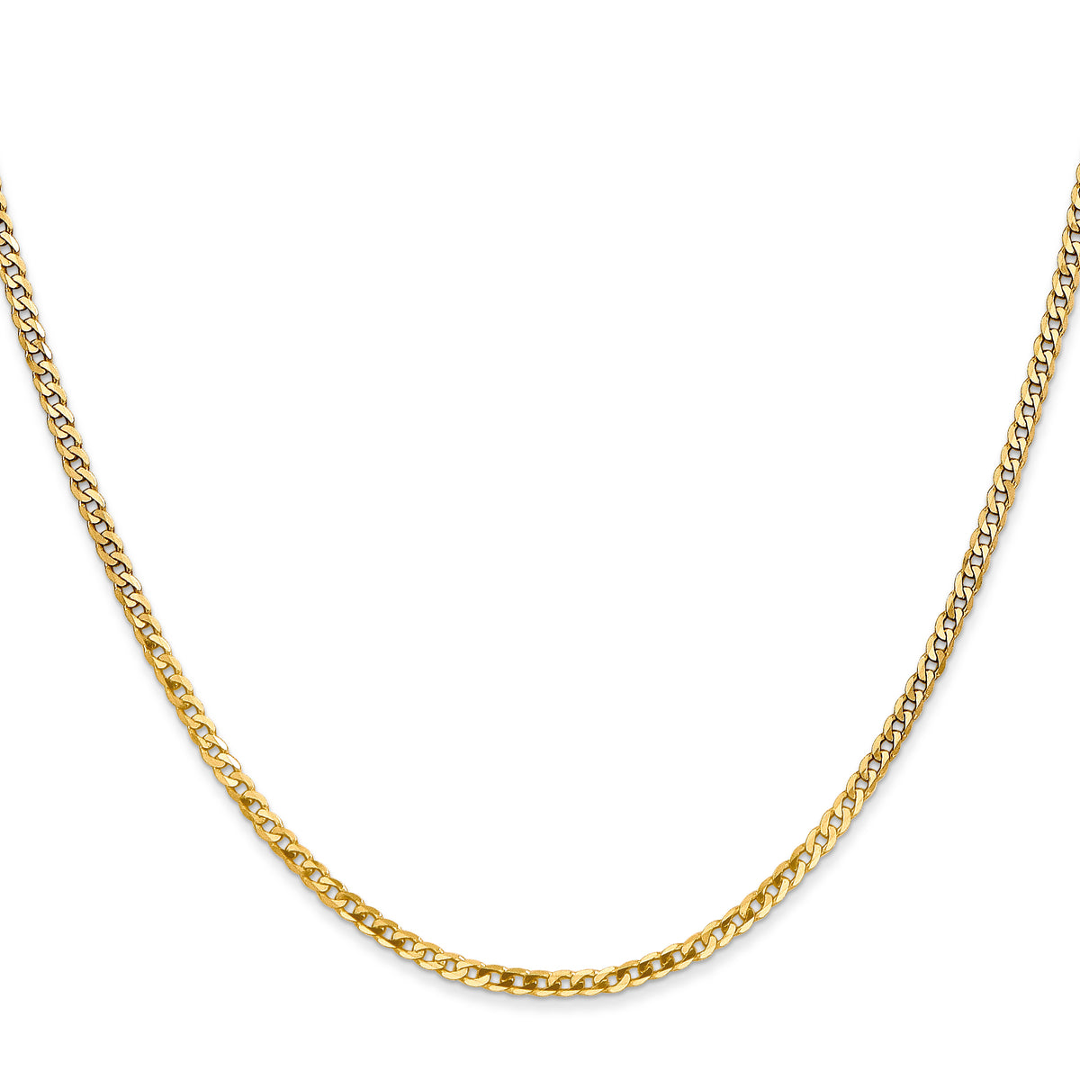 Gold (10K & 14K) Flat Beveled Curb Chain - 10k Yellow Gold / 16 in / 2.2 mm