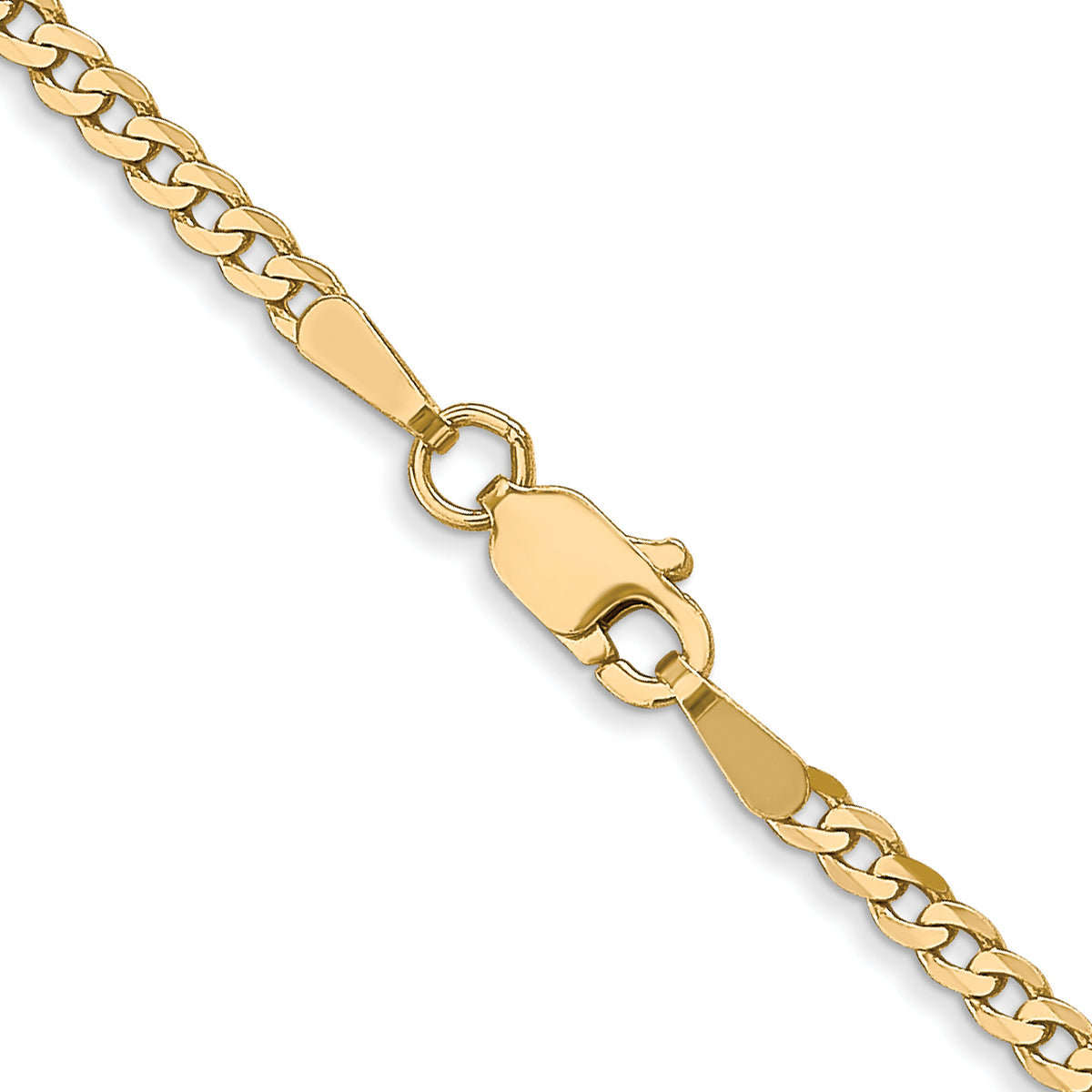 Gold (10K & 14K) Flat Beveled Curb Chain - 10k Yellow Gold / 16 in / 2.2 mm