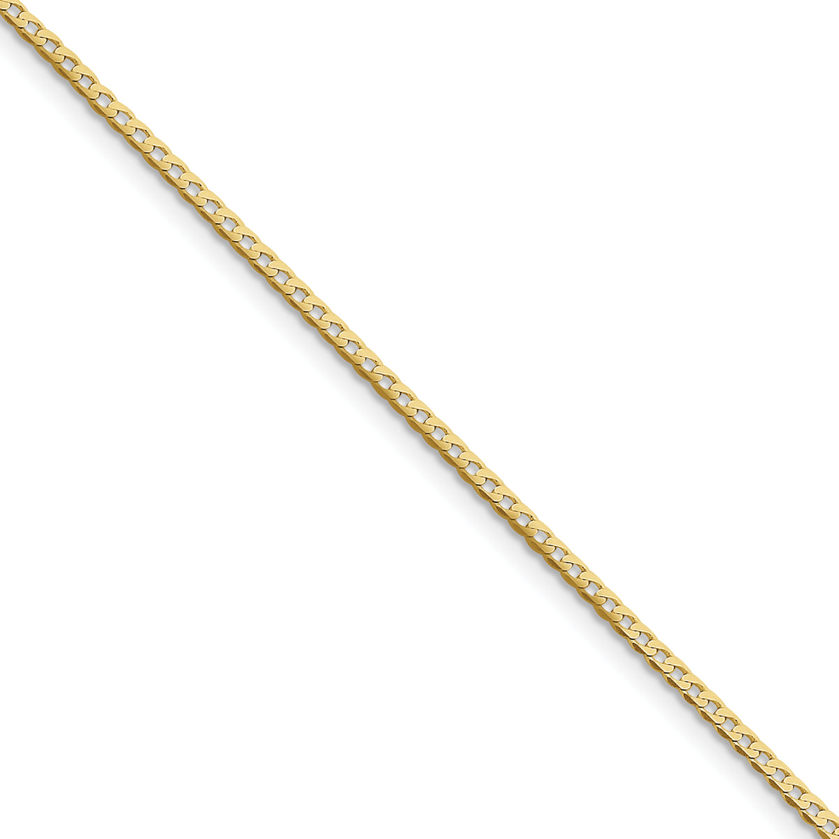 Gold (10K & 14K) Flat Beveled Curb Chain Anklet - 10k Yellow Gold / 10 in / 2.2 mm
