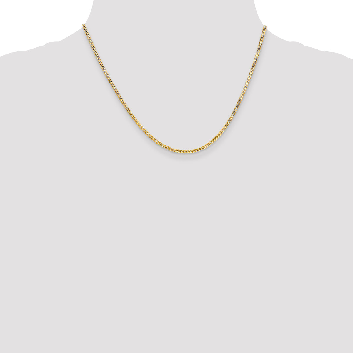 Gold (10K & 14K) Flat Beveled Curb Chain - 10k Yellow Gold / 18 in / 2.2 mm